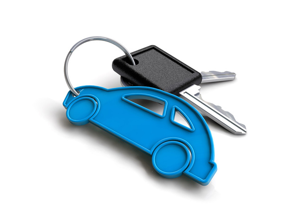 Arabanın anahtarlarını Anahtarlık olarak araba simgesiyle. - Fotoğraf, Görsel