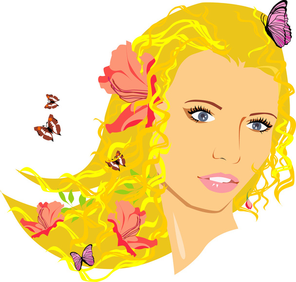 κορίτσι με πεταλούδες διάνυσμα - Διάνυσμα, εικόνα