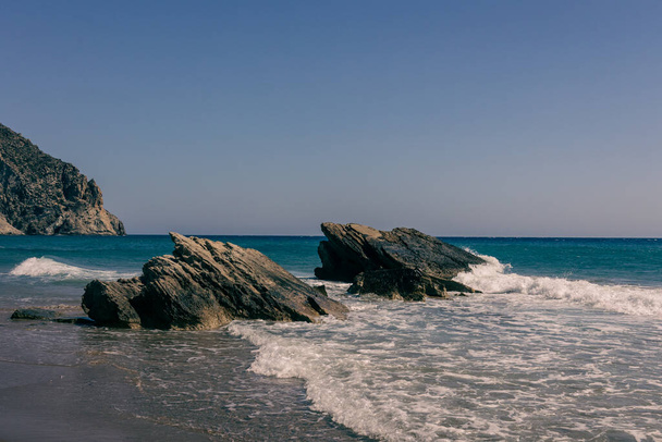 Beautiful day at the Kavo Paradiso beach in kos island, greece - Photo, Image