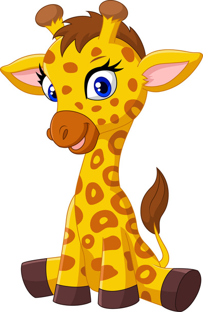 Żyrafa dziecka kreskówka siedzi - Wektor, obraz