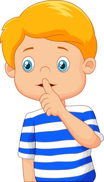 Cartoon Junge mit Finger über dem Mund - Vektor, Bild