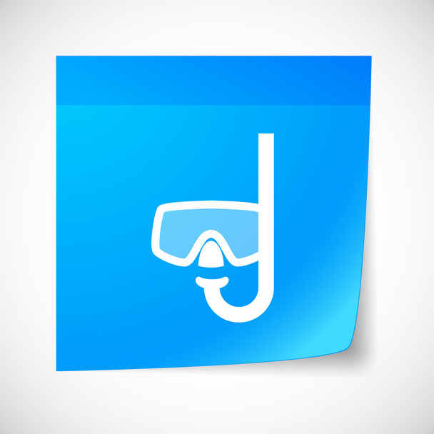 Sticky note icon with a diving goggles - Vecteur, image