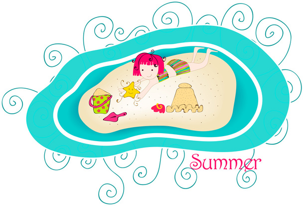 Cute summer girl - Vektor, kép