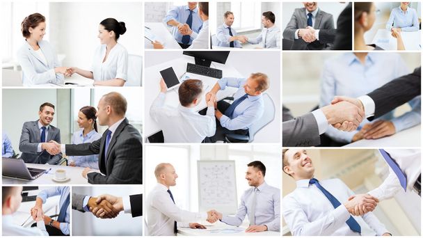 collage with business handshake - Photo, Image