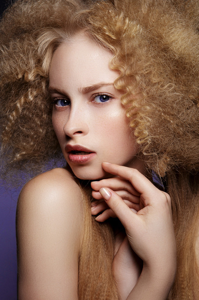 Beauty Portrait. Curly Hair - Foto, Imagem