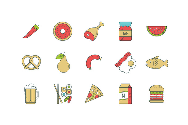 Set de iconos alimentarios - Vector, imagen
