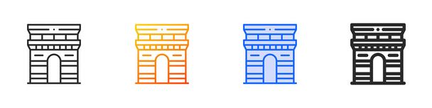 arc de triomphe icon.Thin Γραμμική, Βαθμίδα, Blue Stroke και τολμηρό Στυλ Σχεδίαση Απομονωμένο Σε Λευκό Φόντο - Διάνυσμα, εικόνα