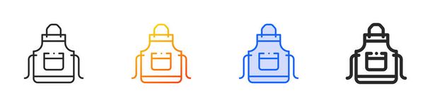 Ikona zástěry.Tenké lineární, přechod, modrý tah a tučný design stylu izolované na bílém pozadí - Vektor, obrázek