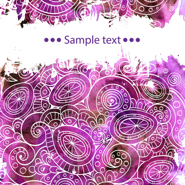 Vector template poster with watercolor paint and doodle graphic abstract background. - Vecteur, image
