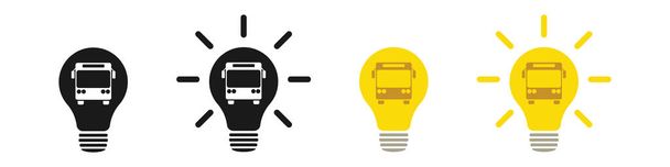Ensemble d'icônes ampoule avec bus, illustration - Photo, image