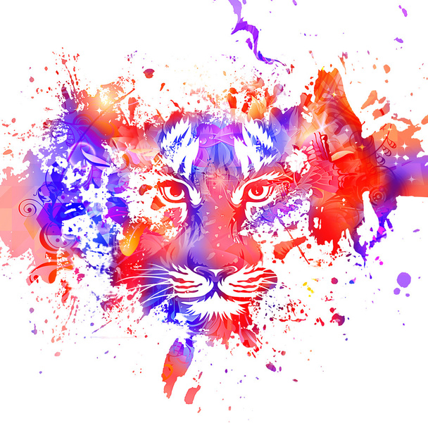 Background with colorful tiger - Photo, Image