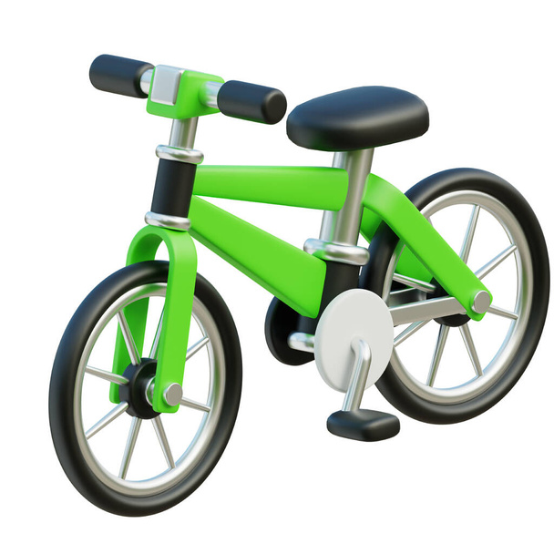Bicicletta verde icona 3d. Illustrazione dell'icona di rendering 3d della bicicletta - Foto, immagini