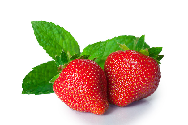 Ripe strawberries on white background - Fotó, kép