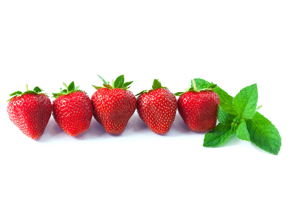 Ripe strawberries on white background - 写真・画像