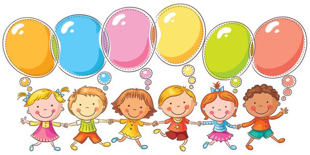 Kids with Speech Bubbles - Vector, Image