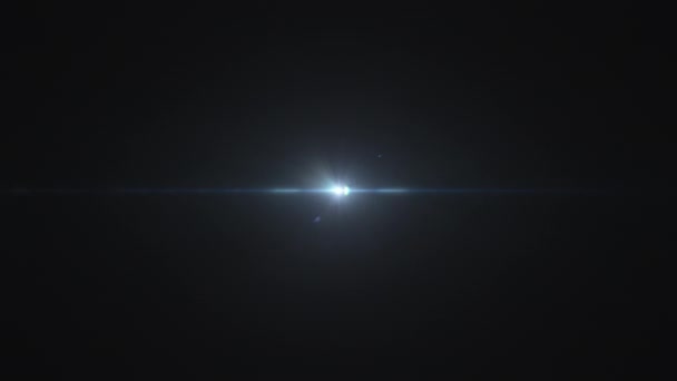 Abstract loop centrum gloeien blauwe ster optische flare glans licht straal animatie op zwarte achtergrond. - Video