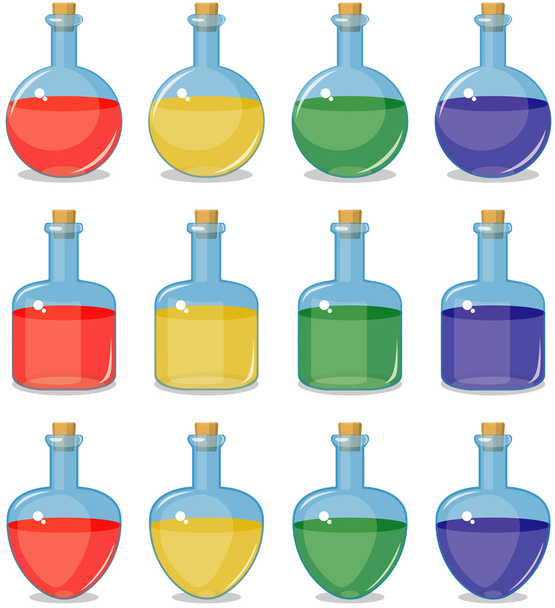 Цветные бутылочки
 - Вектор,изображение
