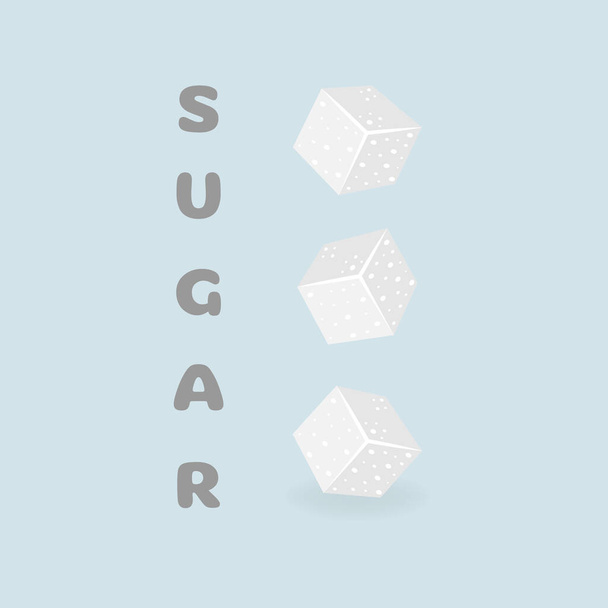 Zucchero a basso contenuto di poli. Dolce, nutriente, gustoso zucchero. Zucchero raffinato. Zucchero raffinato nella tecnica di triangolazione - Vettoriali, immagini