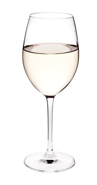 Винное стекло с белым вином на белом фоне - Фото, изображение