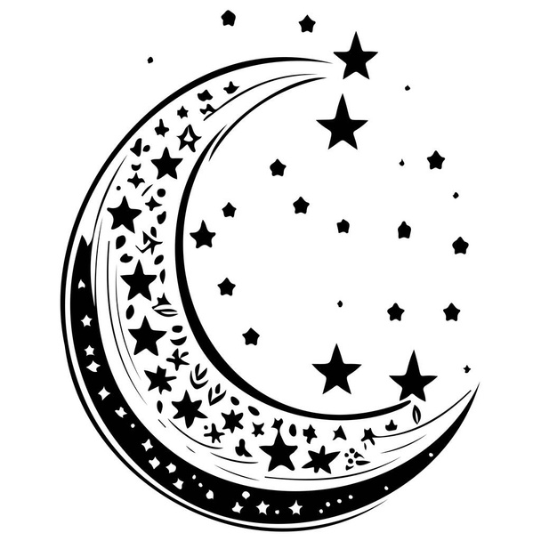Moon star ramadan arabic islamic illustration sketch hand draw element - Vector, Image