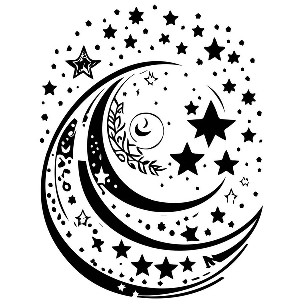 Місячна зірка Рамадан Арабська ісламська ілюстрація Ескізний елемент малювання - Вектор, зображення