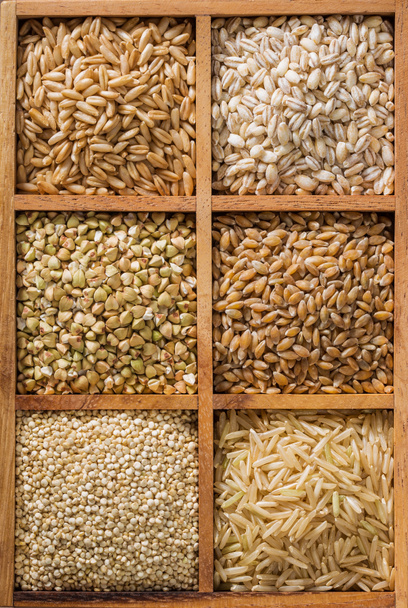Uma variedade de grãos integrais saudáveis
 - Foto, Imagem
