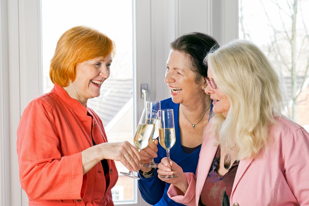 Nők feldobás pohár bor - Fotó, kép