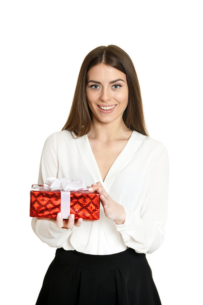 Happy woman with  gift box - Foto, Imagem
