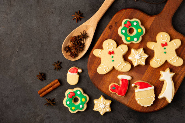 Various Christmas homemade gingerbread cookies. - Photo, Image