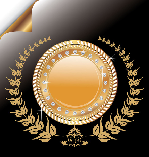 Golden label with laurel wreath - ベクター画像