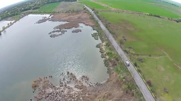 Fishing pond aerial - Footage, Video