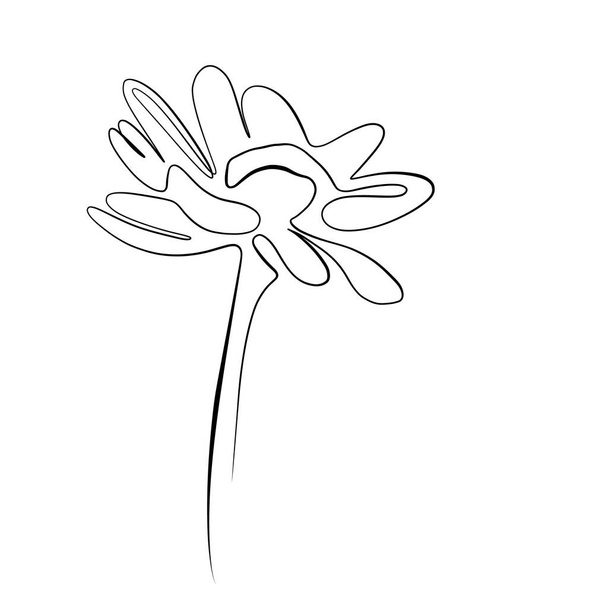 Nepřetržité kreslení čar. Čárový výtvarný souvislý výkres květiny. Vektorový minimalistický design - Vektor, obrázek