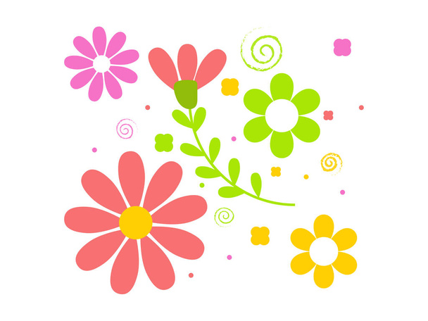 Σύνολο ζωγραφισμένα στο χέρι εικονογράφηση διάνυσμα λουλουδιών - Διάνυσμα, εικόνα