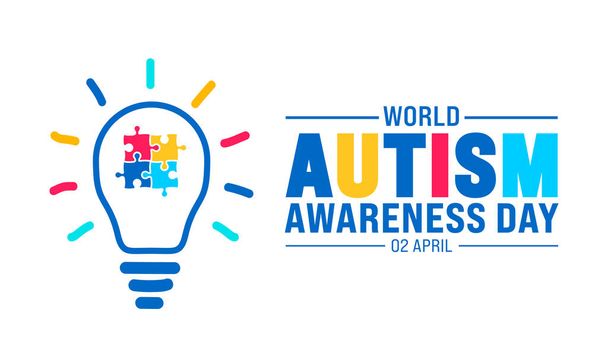2 April Autism Awareness Day concept colorful creative idea bulb background. use to background, banner, placard, card, and poster design template with text inscription and standard color. - Vector, Image