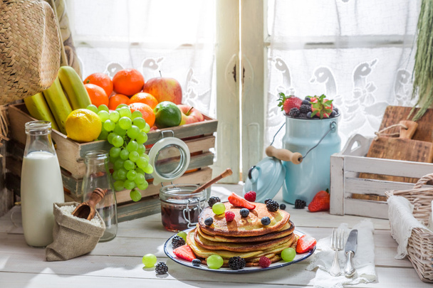Healthy pancakes with berry fruits - Fotó, kép