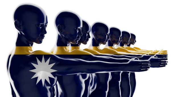 Sziluett felállás a Nauru zászlóval, szolidaritást és identitást ábrázolva. - Fotó, kép