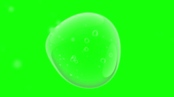 Elemento burbuja de agua Animación Bucle sin costura. Movimiento de burbujas de aire sobre fondo de pantalla verde. Puede ser utilizado en el cuidado de la piel o la industria cosmética, 3d render. - Metraje, vídeo
