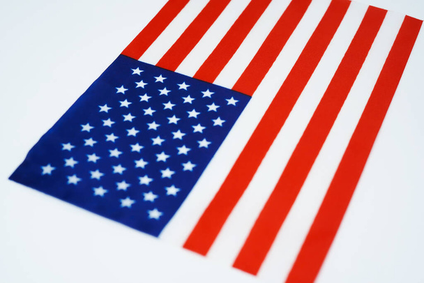 白地に隔離されたアメリカ国旗 - 写真・画像