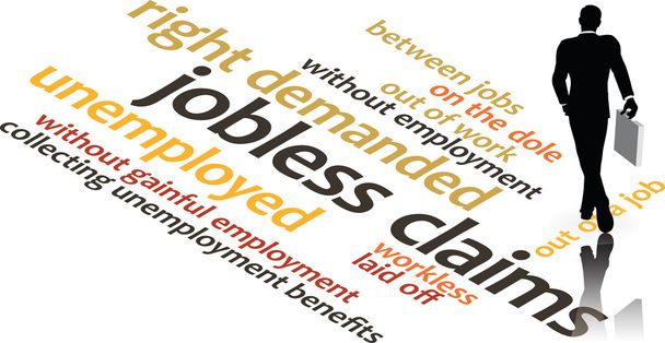 иллюстрация в словесных облаках слова "Безработные претензии"
 - Вектор,изображение