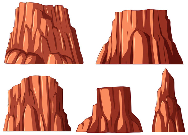 Four distinct vector illustrations of canyon rocks. - Vector, Image