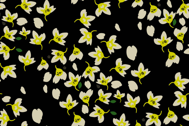 Patrón sin costuras con flores blancas sobre fondo oscuro
. - Foto, imagen