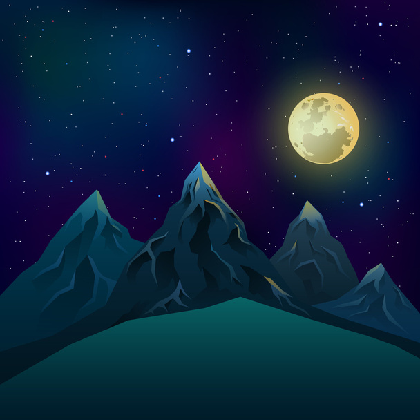 Moon over the mountains - Vector, Image