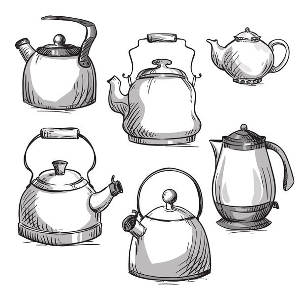 Set of kettles - Vektor, obrázek