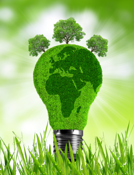 Эко-лампочка в траве - Фото, изображение