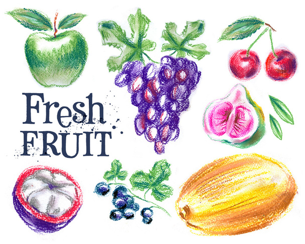 fresh fruit on a white background. food - 写真・画像