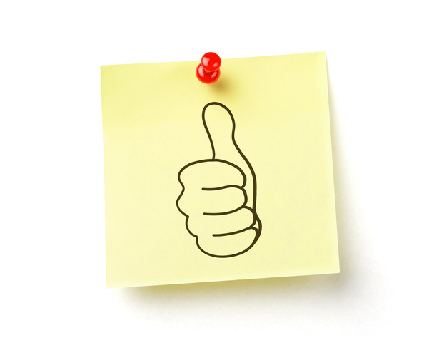 Thumb up note on white with clipping path - Photo, Image