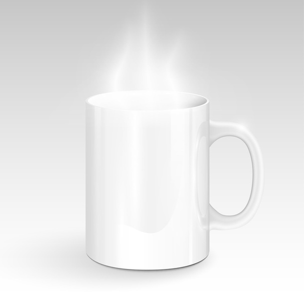 Realisctic white mug with steam - Vector, Image