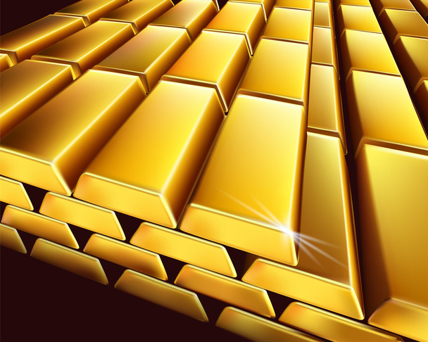 Stack of gold bullions. Vector illustration. - Vector, Image