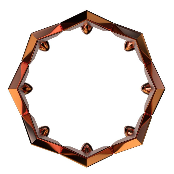 Octagonal Copper Metal Object Geometria Struktúra Elszigetelt Elegáns modern 3D Renderelés Absztrakt háttér Kiváló minőségű 3d illusztráció - Fotó, kép