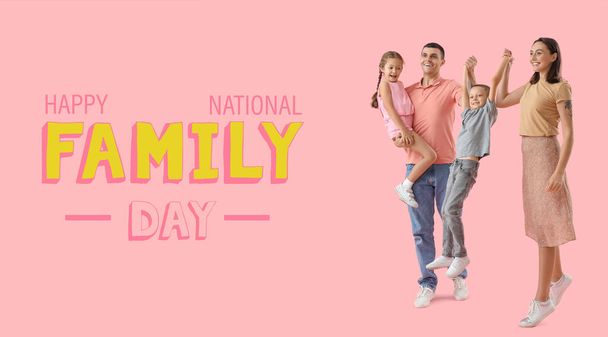 Bannière pour une heureuse Journée internationale de la famille avec les jeunes parents et leurs enfants - Photo, image
